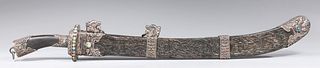 19th C. Chinese Sword Mounted in Zitan Wood Scabbard