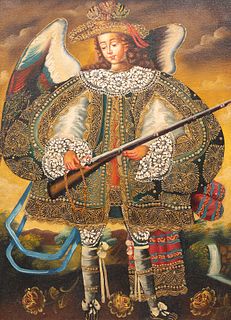 Oil/Canvas Gilded Angel, Spain