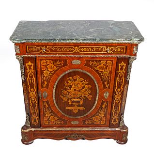 Antique Continental Marquetry Sideboard with Stone Top