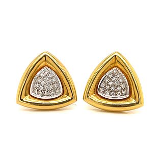 18k Diamond Triangular Earrings