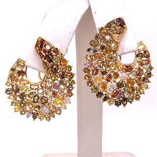 18K Yellow Gold Natural Colored Diamond Earrings
