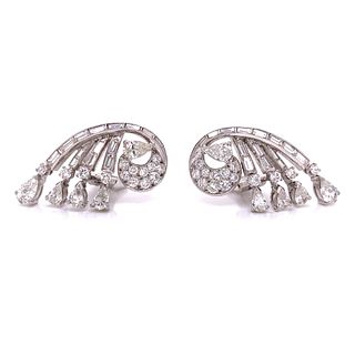 Art Deco Platinum 6.10 Ct. Diamond Earrings
