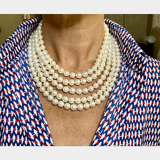 18K Yellow Gold Cultured Pearl Necklace