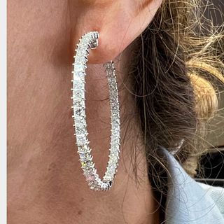 18K White Gold 8.68 Ct. Diamond Hoop Earrings