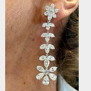 Platinum 21.15 Ct. Diamond Chandelier Flower Earrings