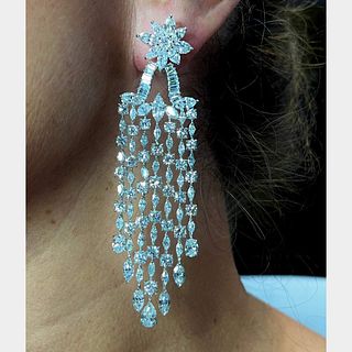 Platinum 28.96 Ct. Diamond Chandelier Earrings