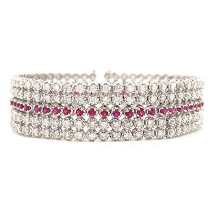 Platinum Diamond & Ruby Bracelet