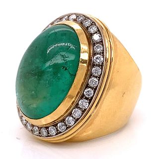 18k 15 Ct Emerald and Diamond Ring