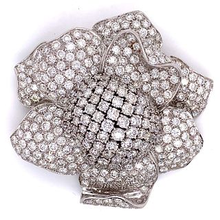 18k Diamond Flower Brooch