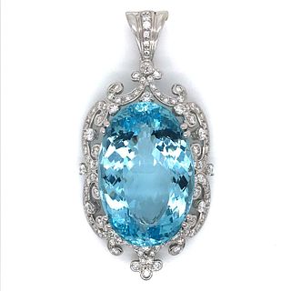 Prashnik Aquamarine and Diamond Pendant