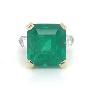 Platinum 18k 12.79 Ct Colombian Emerald Ring