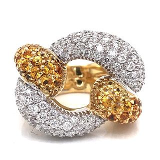 18k Yellow Sapphire & Diamond Ring