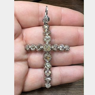 Victorian Silver Diamond Cross Â 