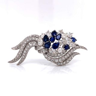 Art Deco Diamond and Sapphire Brooch Â 