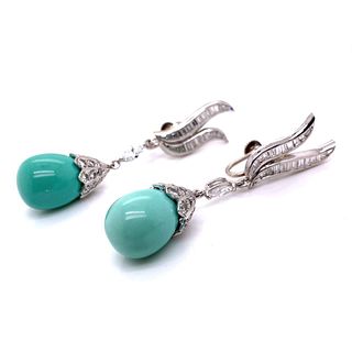 Art Deco Turquoise and Diamond Earrings
