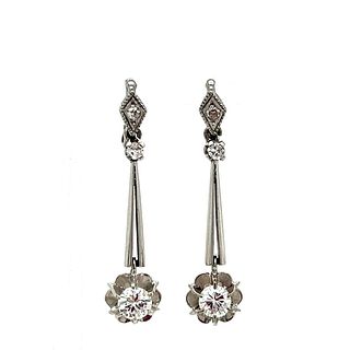Art Deco Platinum Diamond Dangle Earring