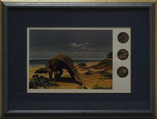 Framed Dinosaur Coin Art