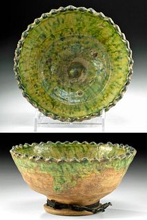 19th C. Moroccan Berber Glazed Bowl, ex-Museum
