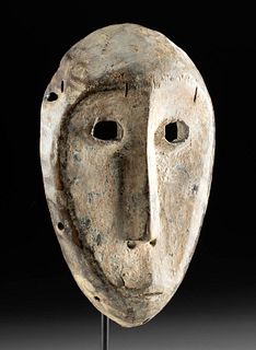 20th C. African Lega Wood Lega Mask Kaolin Remains