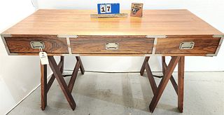 MID CENTURY ROSEWOOD 3 DRAWER CAMPAIN DESK 30"H X 55"W X 23 1/2"D