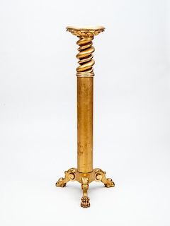 Swedish Baroque Style Carved Giltwood Pedestal