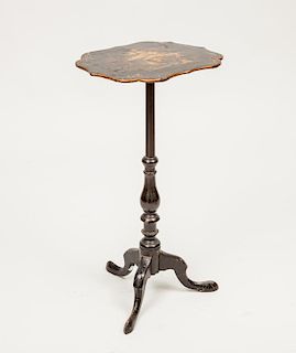 Late George III Black Lacquer and Parcel-Gilt Tilt-Top Candle Stand