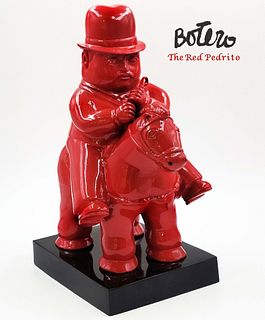 The Red Pedrito On Horse, A Customized FERNANDO BOTERO Bronze Sculpture, Signed