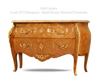 19th Century Louis XVI Marquetry Inlaid Bronze Mounted Commode/Cabinet 