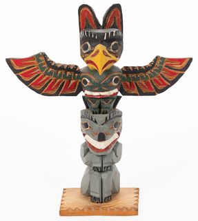 CHESLEY WILLIAMS NORTHWEST COAST NATIVE AMERICAN CARVED TOTEM POLE