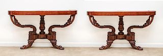 Pair of Northern European Mahogany Wall-Mounted Console Tables