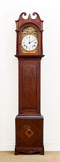 Federal Inlaid Mahogany Tall Case Clock, Dial Signed Mathieu aux Vans