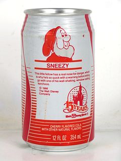 1986 Cherry Coke Disney Sneezy 12oz Can Charlotte NC