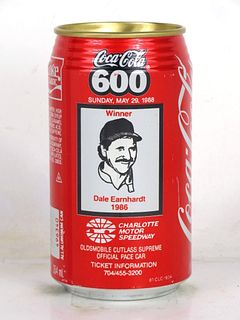 1988 Coca Cola 600 NASCAR Dale Earnhardt 1986 12oz Can Morganton