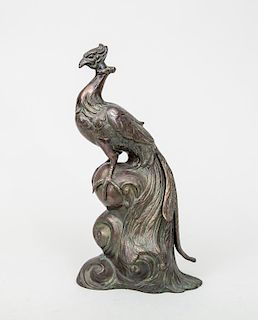 Bronze Patinated Figure of a Peacock