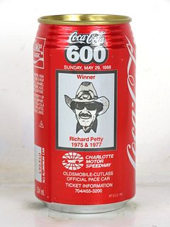 1988 Coca Cola 600 NASCAR Richard Petty 12oz Can Morganton