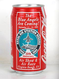 1993 Coca Cola Blue Angels 12oz Can Virginia Beach