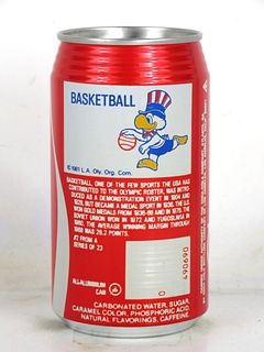 1980 Coca Cola Olympics Basketball 12oz Can Los Angeles
