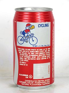 1980 Coca Cola Olympics Cycling 12oz Can Los Angeles