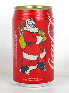 1988 Coca Cola Santa (1943) Christmas 12oz Can Jackson TN