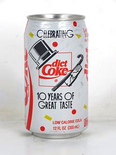 1992 Diet Coke 12oz Can 10 Years Charlotte NC