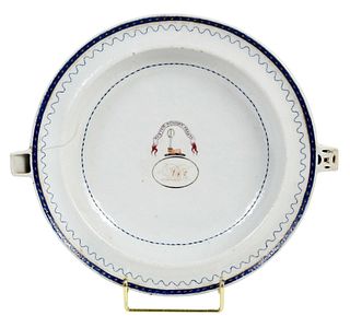 Chinese Export Porcelain Armorial Hot Water Plate, Foulis