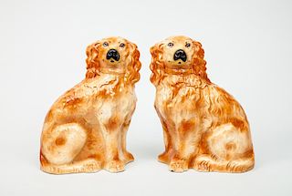 Pair of Staffordshire Pottery Figures of Spaniels