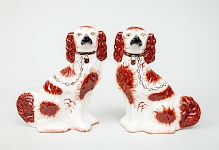 Pair of Staffordshire Figures in Spaniels, Modern