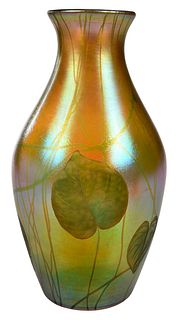 Tiffany Favrile Iridescent Carved Vase