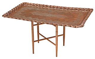 South Asian Copper Tray on Stand