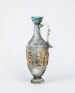 Etruscan Style Figural-Decorated Glass Ewer, After the Antique