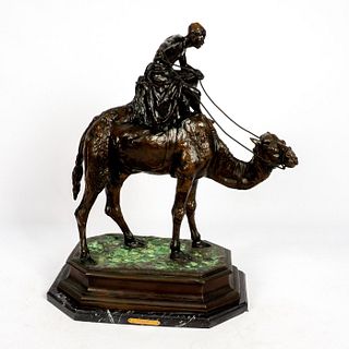 G. Paglagh Signed Orientalist Bronze Sculpture, Man Riding Camel