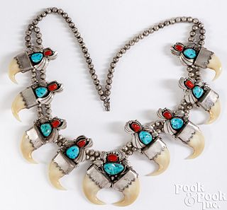 Navajo Indian squash blossom necklace