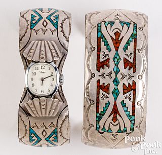 Native American Indian sterling silver watch cuff