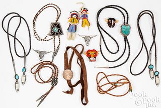 Group of Native American and other bolo ties